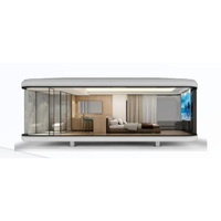 Maison capsule spatiale personnalisée haut de gamme, conteneur, mini-maison, habitation modulaire haut de gamme avec design futuriste, finitions de luxe sur mesure