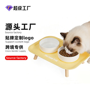 Comedero Doble de Cerámica para Gatos, Elevado, con Soporte para el Cuello y Función Antivuelco - Product Image 2
