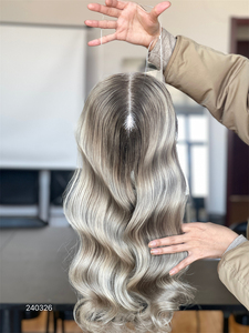 วิกผมมนุษย์สีบลอนด์ขี้เถ้าสำหรับผู้หญิงวิกผมลอนแบบยุโรป100% ลอนตกแต่งดีไซน์ใหม่สำหรับร้านเสริมสวย - Product Image 5