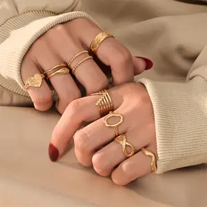 Golden Supplier Gold Stainless Steel Rings Snake Love Gold Plated Stainless Steel Waterproof Silver Adjustable Rings Women