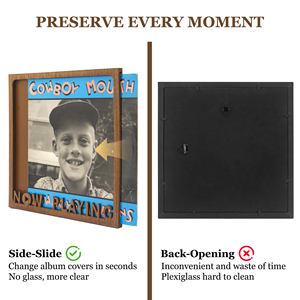 Marco de Madera Marrón Personalizado para Álbumes, Grabado Láser, Exhibición de Pósteres, Marco para Discos de Vinilo de 13*13 Pulgadas para Almacenamiento y Decoración del Hogar - Product Image 2