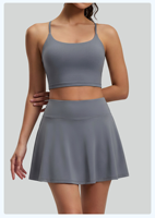 Ensemble de sport pour femme personnalisé : soutien-gorge de sport dos nageur et jupe plissée 2 pièces, séchage rapide, respirant, coupe ajustée