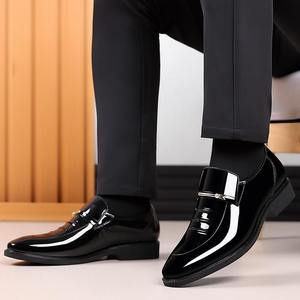 Chaussures habillées en cuir verni brillant pour hommes grandes tailles, à enfiler, plates, en maille, pour affaires, décontractées, formelles, mariage, printemps, automne, respirantes - Product Image 4