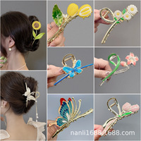 Nouvelle Pince à Cheveux Papillon Colorée Tendance 2026, Style Fée Requin, en Métal, avec Goutte d'Huile, Accessoire pour l'Arrière de la Tête