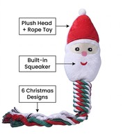 Ensemble de jouets couineurs de Noël pour chien, Père Noël, Bonhomme de neige, Sapin de Noël, jouet à mâcher en peluche et corde de coton, 6 styles, cadeau de fêtes, vente en gros, OEM, ODM, personnalisé