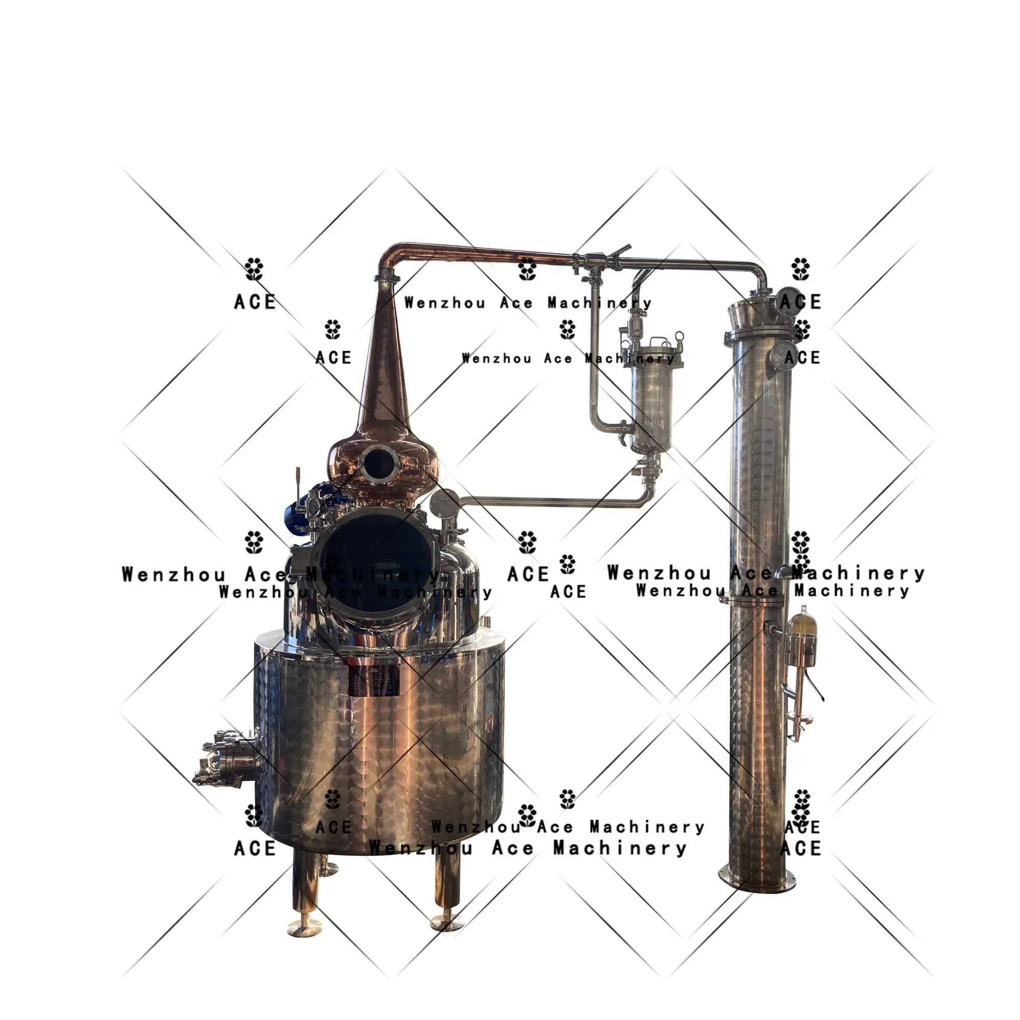 Ace kullanarak dayanıklı 100L, 200L, 500L Columna tip boya su damıtma cihazı Pot hala bakır ev paslanmaz çelik imbik