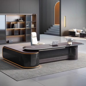 Modern Luxury Durable L-Shaped Executive Office <strong>Desk</strong> Easy Assembly <strong>for</strong> Manager Director Boss CEO Featuring Metal &amp; MFC Materials - Product Image 1