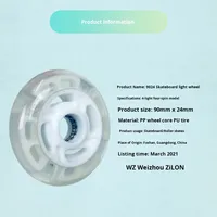 Roues de patins à roulettes lumineuses WEIZHONG en PP+PU durables, modèle 9024 pour adultes, 90 mm, accessoires pour patins à roulettes
