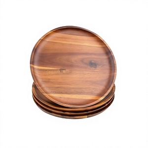 <b>Set</b> Of <b>4</b> Wooden Charger Plates Show Plate Superior Quality <b>Round</b> Shape Show Under Plate At Cheapest Price - Product Image 1