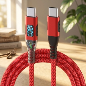 60W 100W จอแสดงผล LED USB C TO Type C NYLON braided <span class=keywords><strong>สาย</strong></span><span class=keywords><strong>ชาร์จ</strong></span>ข้อมูล1M 2M 3M <span class=keywords><strong>สาย</strong></span>อะแดปเตอร์สมาร์ทโฟนสำหรับ <span class=keywords><strong>iPhone</strong></span> Huawei - Product Image 1