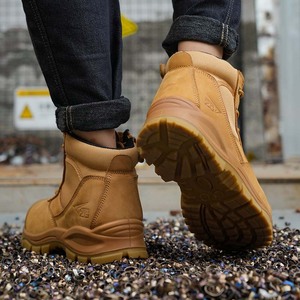 Botas antipenetración de cuero nobuk cómodas con cremallera lateral para hombre de Australia, zapatos de trabajo de seguridad de color marrón oscuro para hombre - Product Image 6