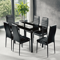 Table à manger rectangulaire en verre trempé de luxe OEM & ODM pour salle à manger d'hôtel avec pieds en métal, ensemble de meubles modernes avec 4 chaises