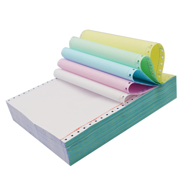 Continuous 4-Ply Computer Carbonless Paper 55 GSM 100% Virgin Wood Pulp Multi-Color Options