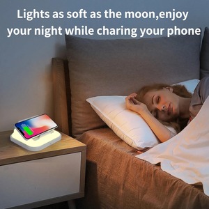 Lampe de table LED à intensité variable, chargeur sans fil pour iPhone 14, support de téléphone, station de charge rapide pour Samsung S8, veilleuse de bureau - Product Image 5