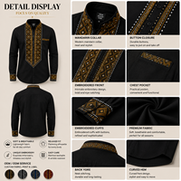 Kemeja Cetak Afrika Khusus Pria Lengan Panjang Kemeja Dashiki Pakaian Etnik Tradisional Produsen Label Pribadi OEM ODM