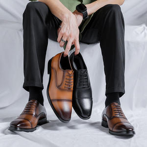 Chaussures habillées Oxford en cuir véritable pour hommes, design italien JiuZhou, nouvelle collection, élégantes, à lacets, semelle antidérapante, massage et désodorisation - Product Image 5