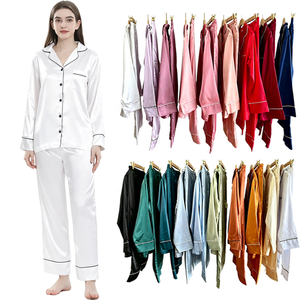 Setelan Piyama Sutra Satin Wanita Siap Kirim, Musim Panas Musim Dingin, Mewah, Halus, Kerah Terlipat, Piyama Pengantin, Pakaian Tidur, Pjs Pabrik - Product Image 1