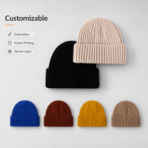 Gorro de Pescador Personalizado con Logotipo Bordado, Tejido Acrílico Suave, Cálido para Otoño e Invierno, Unisex, con Borde Plegado - Product Image 1