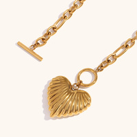 Collier tendance en acier inoxydable avec pendentif cœur à fermoir OT, longue chaîne de pull vintage, accessoires de mode