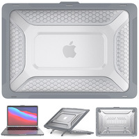 Étui de protection pour ordinateur portable Macbook Pro 13 pouces 2020, couverture transparente en cristal TPU transparent avec béquille pliante intégrée