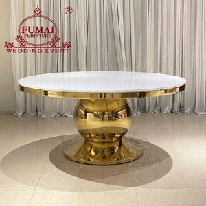 Dubai royal luxury furnitru golden SS stand circla table à manger set mdf top table à gâteaux - Product Image 4