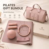 Set de Regalo de Pilates de Marca Privada FLOWA con Esterilla de Yoga, Mancuernas de Silicona, Bandas Elásticas y Bolsa de Transporte, Kit de Fitness Personalizado para Marcas