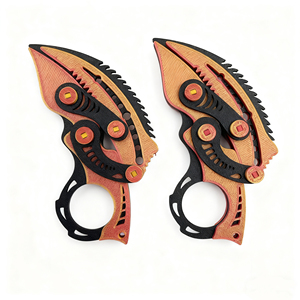 Navaja plegable con forma de garra de dragón, impresa en 3D con diseño de reloj de bambú, con mecanismo de apertura por gravedad, no afilada, en miniatura, antiestrés - Product Image 5