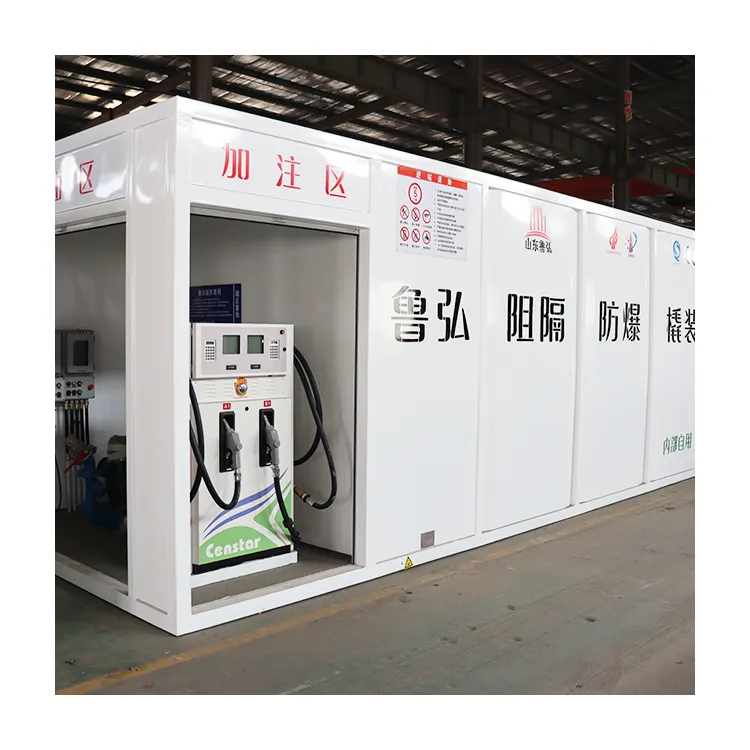 China Mobile Prefabricate Container Portable Skid Mounted Petrol Pump Filling Station Dispenser For Sale