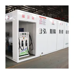 China Mobiele Prefabricate Container Draagbare Skid Gemonteerd Benzinepomp Tankstation Dispenser Te Koop