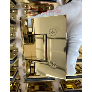 Bản lề cửa kính phòng tắm bằng đồng thau nguyên khối mạ vàng hiện đại 90 độ, bản lề xoay không khung với chức năng đóng êm - Product Image 1