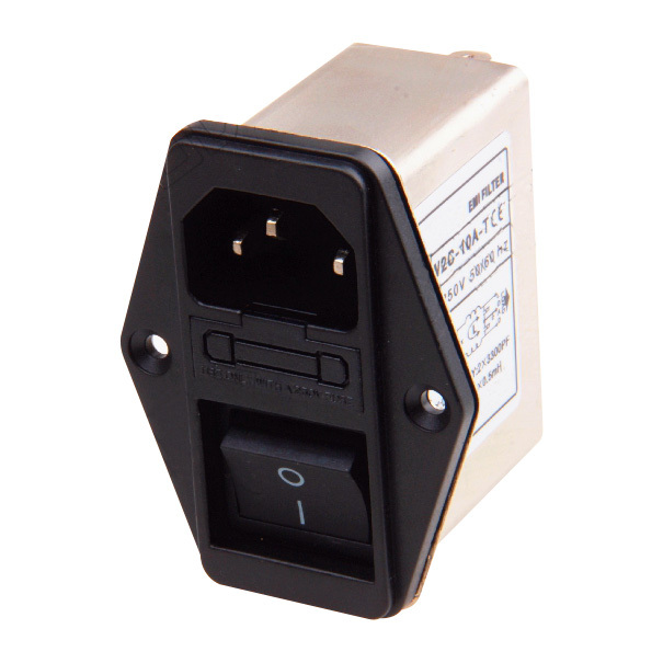 EMC Low Pass 12V DC EMI RFI Filter Socket EMI Noise Filter with 3 Pin Male Socket and Fuse Holder