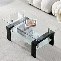 Mobilier de salon de table basse nordique moderne de luxe en métal doré et plateau en verre rectangulaire