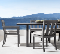 Ensemble de salle à manger COSTA moderne tout temps, patio, jardin, hôtel, meubles en métal fabriqués à la main, table à manger rectangulaire en aluminium