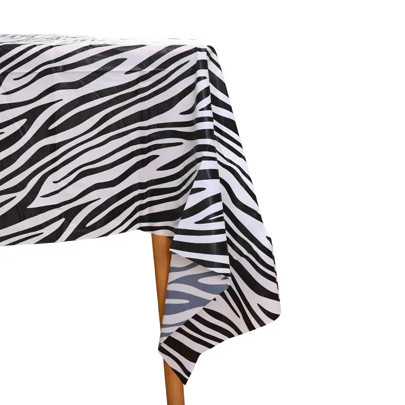 얼룩말 호랑이 동물 줄무늬 플라스틱 식탁보 정글 사파리 테마 파티 테이블 커버 사진 부스 소품
