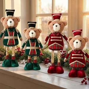 Teddy Bear Figurine <b>Christmas</b> Plush Toy <b>Christmas</b> <b>Decoration</b> Scalable Teddy Bear Doll Figurine - Product Image 1