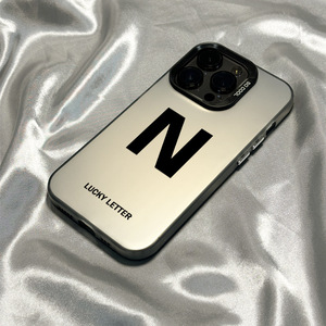 <span class=keywords><strong>K</strong></span> Black Lucky Letter Printing Electroplated Silver Key TPU PC Funda para teléfono móvil para Iphone X Xr Xs 11 12 13 14 15 16 17 Pro Max - Product Image 2