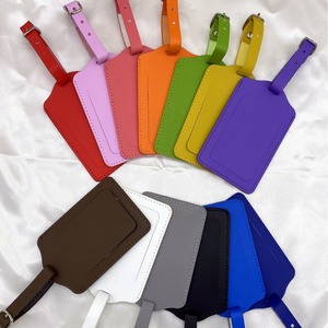 Etiqueta de equipaje de cuero sintético PU de 110x60 mm, etiqueta de información de viaje de color sólido para maleta y tarjeta de embarque - Product Image 3