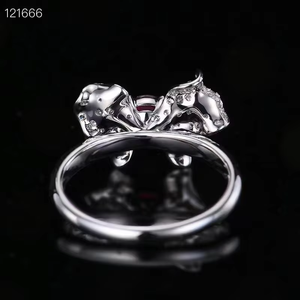 Bague de fiançailles SGARIT en rubis, nœud papillon, 0,58 carat, rubis rouge sang de pigeon naturel, or blanc 18 carats, bague en pierres précieuses de rubis - Product Image 3