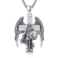 Bijoux fins pour femmes hommes 925 argent Sterling oxydé archange Saint Michael croix pendentif collier