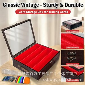 Wooden <b>Card</b> Deck Case Rectangle Brown Solid Color Standing Type Storage Box For <b>Playing</b> <b>Cards</b> Organizer - Product Image 3