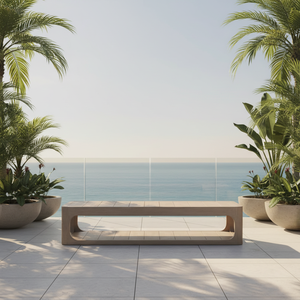 Mesa de centro rectangular de teca maciza para exteriores, de lujo natural, moderna y sencilla, para jardín. - Product Image 2