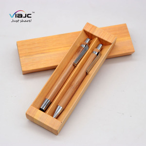 Umwelt freundliche benutzer definierte Logo Holz stift mit Fall Geschenk Stift Set Bambus Stift Kugelschreiber Set mit Papier box