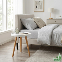 Table d'appoint blanche à bord surélevé, plateau rond en bambou naturel, pieds trépieds, style nordique simple, table basse de canapé, table d'appoint pour la maison