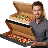 Boîtes à pizza en carton ondulé extra longues et surdimensionnées avec pelliculage mat, écologiques, personnalisables, jetables, pour la livraison de repas à emporter