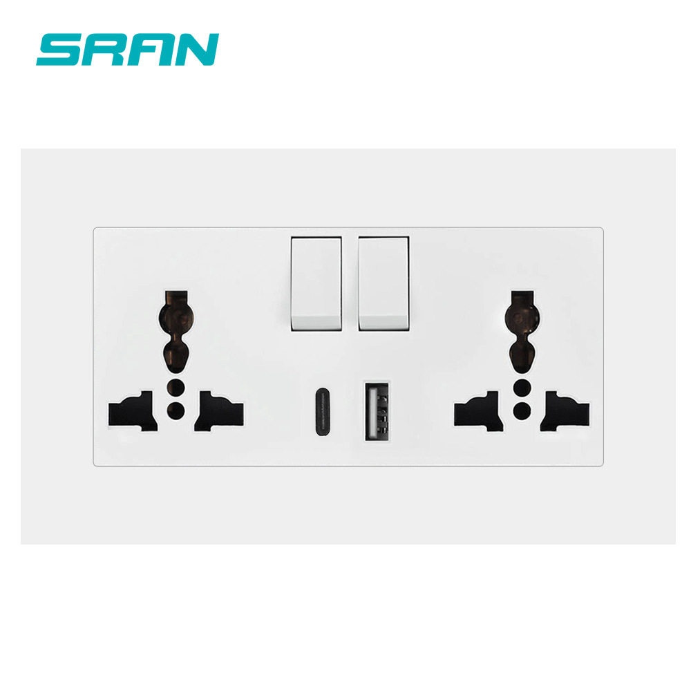 Universal USB+type-C Switch Sockets and Switches Electrical PC White ...
