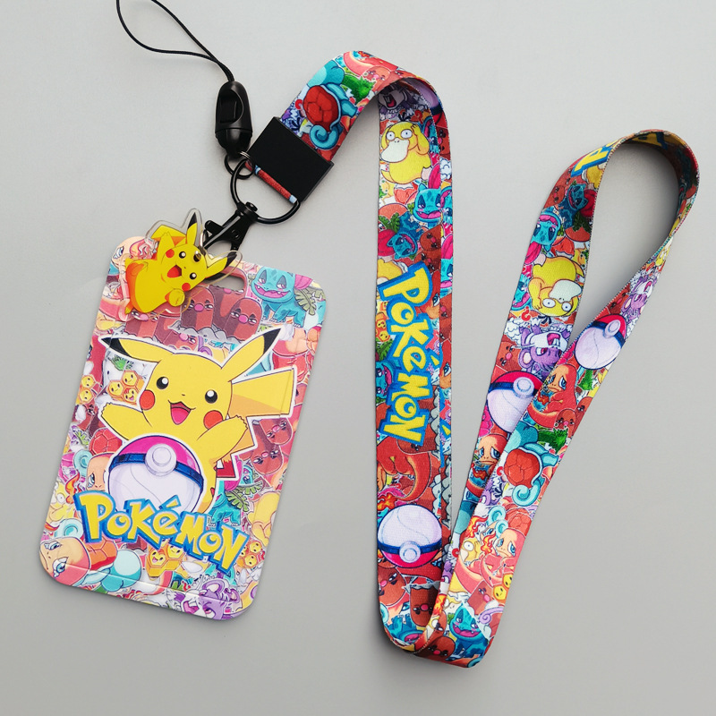 Lovely Cartoon Pokemoned Plastic Anti-Lost Card Holder Custom Polyester Lanyards Kids Gift Custom Student ID Badge Card Case Image 4