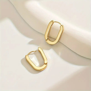 Orecchini a Cerchio Geometrici a Forma di U per Donne, Design Semplice per Uso Quotidiano, Accessori per Orecchie - Product Image 3