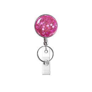 Glitter Sequins Design Retrátil Badge Reel Holder Com Jacaré Clip para Escritório - Product Image 5
