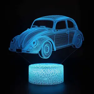 7 Farben blinkende Touch-Lampe Acryl Auto geformt 3D LED Nachtlicht Kreative visuelle Lampe