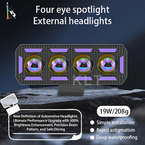 KLT Nuevas Luces Auxiliares LED de 4 Lentes Azules para Conducción, Foco de Trabajo Impermeable con Haz de Luz y DRL Rojo para Coches y SUV - Product Image 5